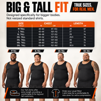 Big and tall size chart in inches and cm